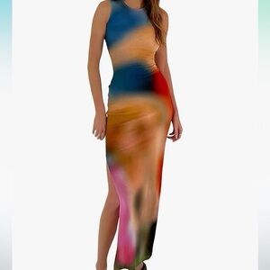 Multicolor Sleeveless Maxi Dress